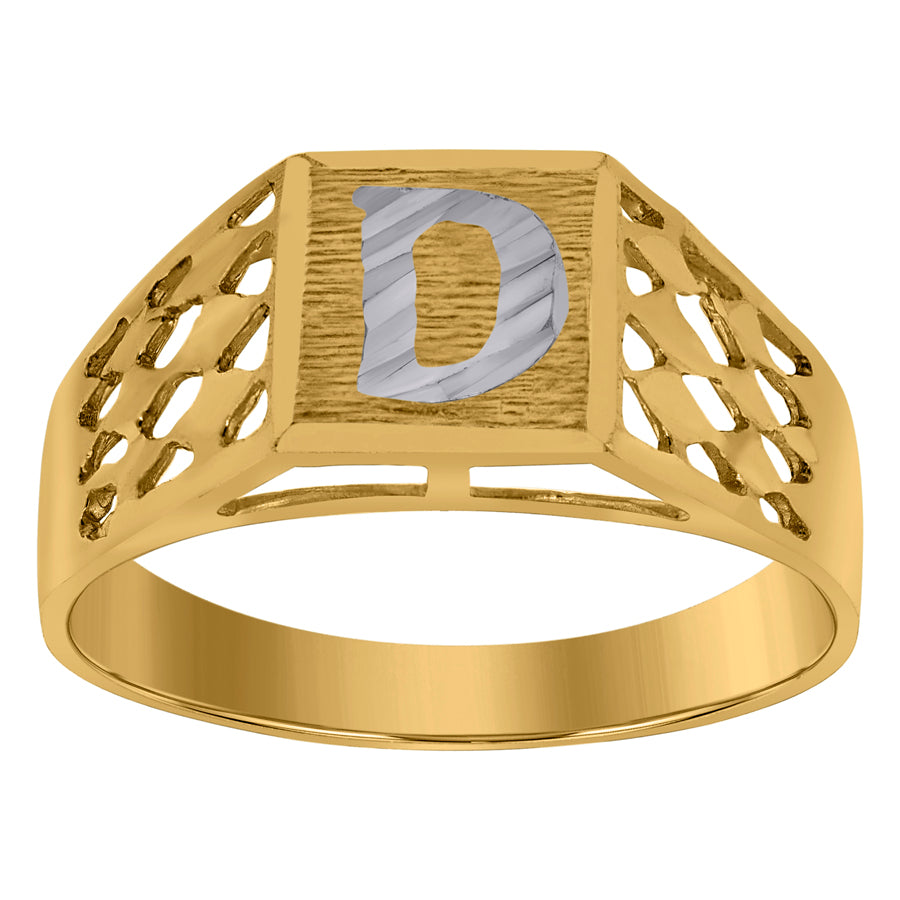 10Kt Gold Initial "D" Letter Ring