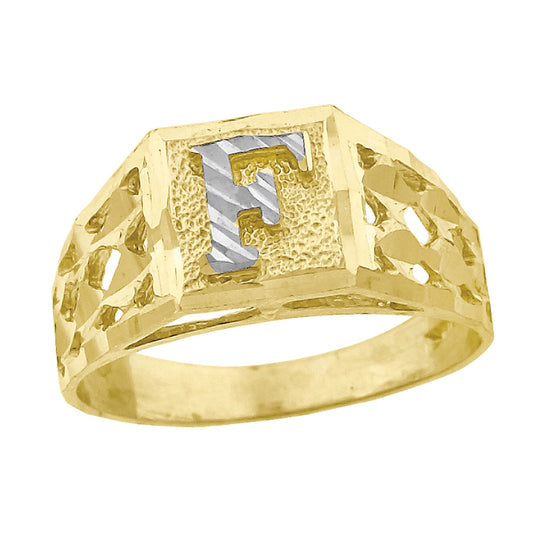 10Kt Gold Initial "F" Letter Ring