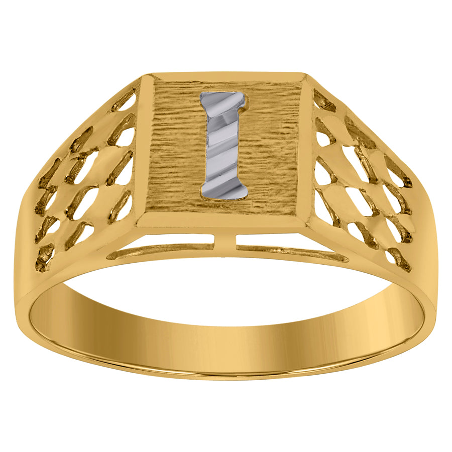 10Kt Gold Initial "I" Letter Ring