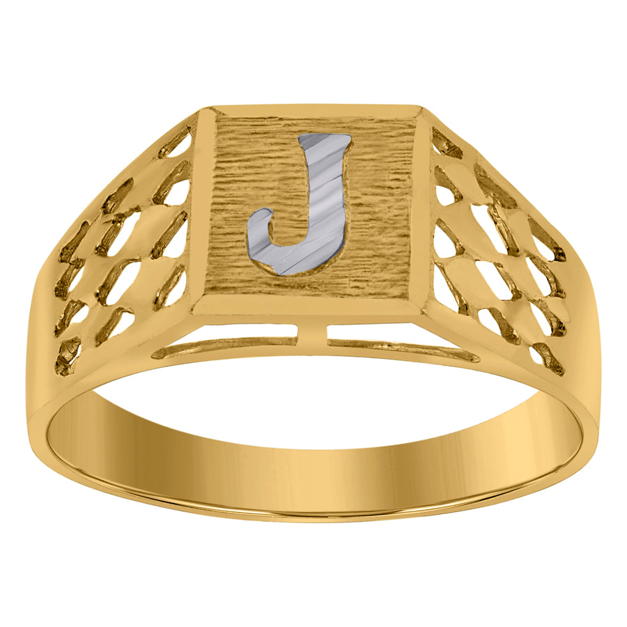 10Kt Gold Initial "J" Letter Ring
