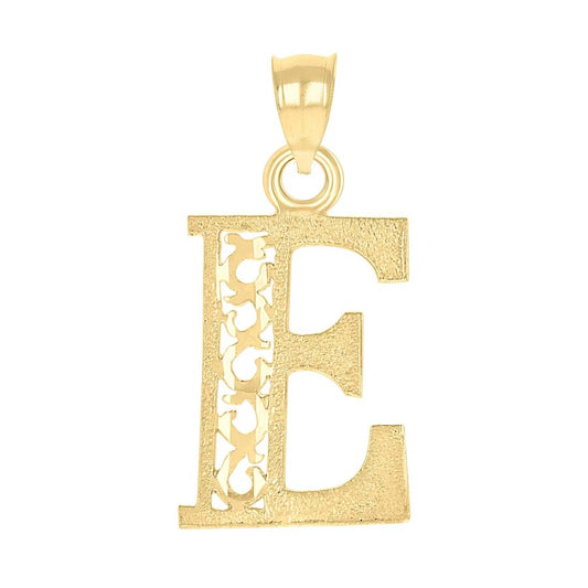 10K Gold Initial "E" Letter Pendant