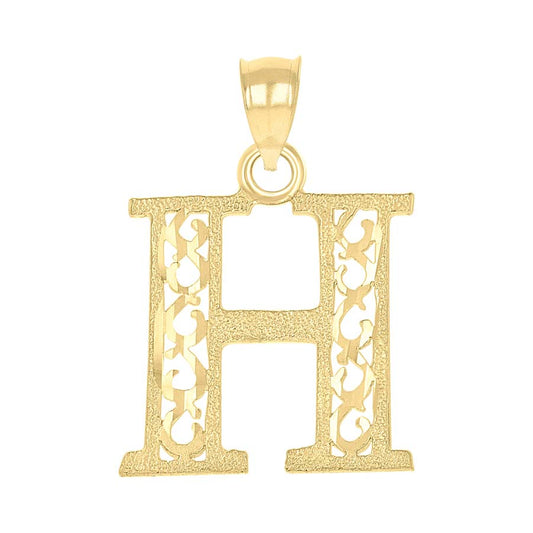10K Gold Initial "H" Letter Pendant