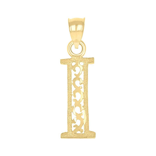 10K Gold Initial "I" Letter Pendant