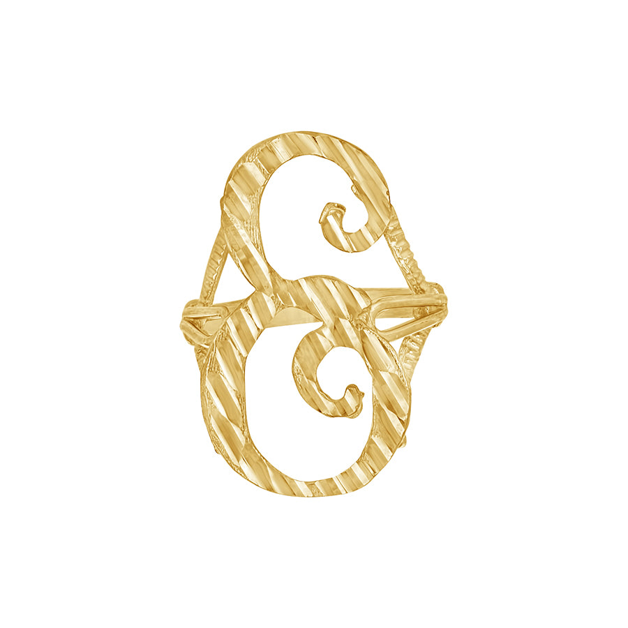 10Kt Gold Initial Letter "E" Ring