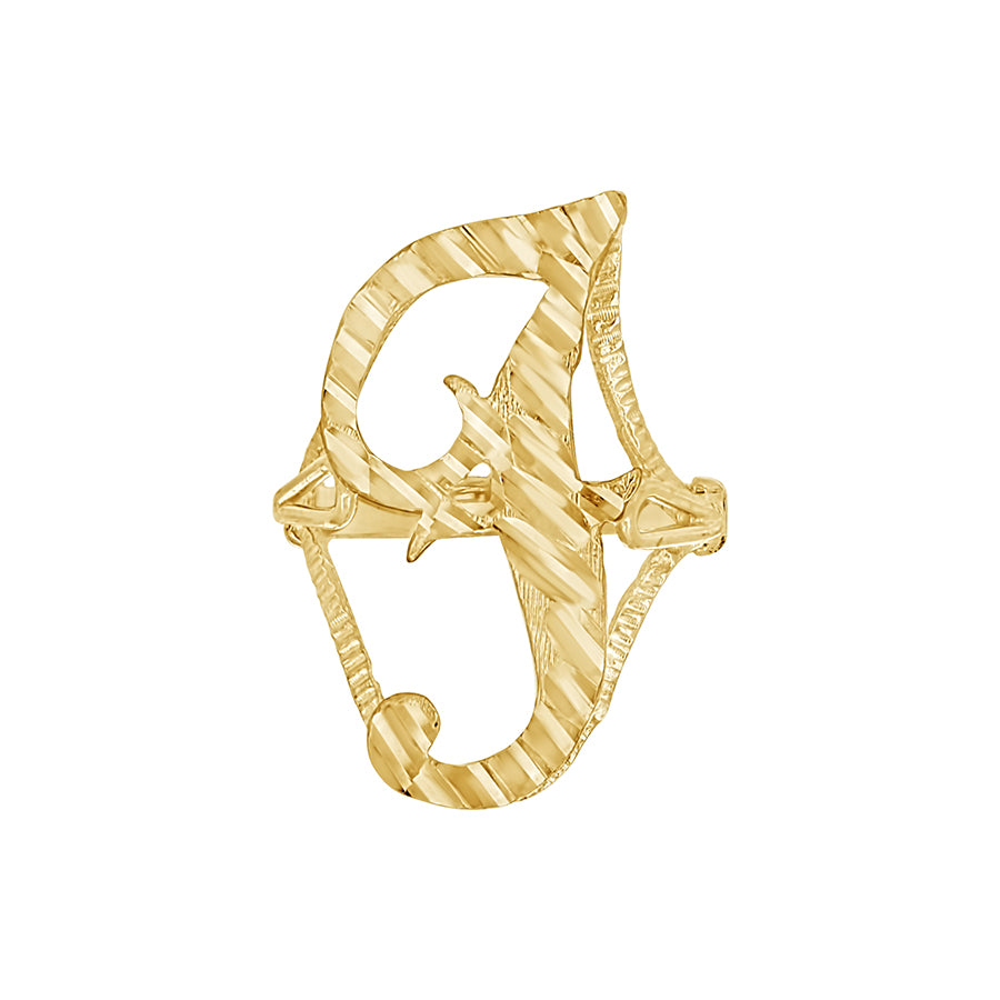 10Kt Gold Initial Letter "F" Ring