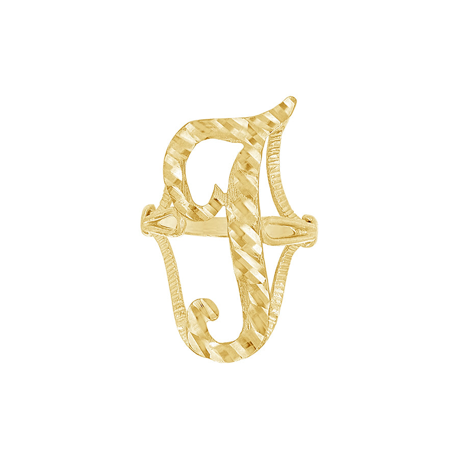 10Kt Gold Initial Letter "T" Ring