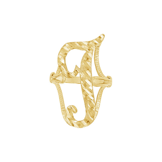 10Kt Gold Initial Letter "T" Ring