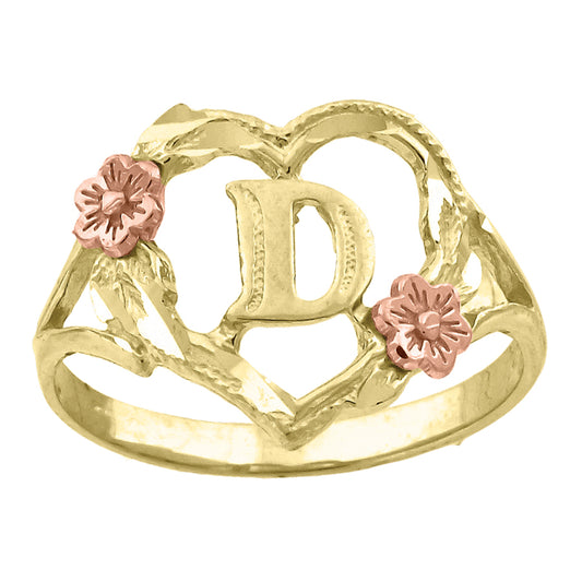 10Kt Gold Initial Letter Ring "D"