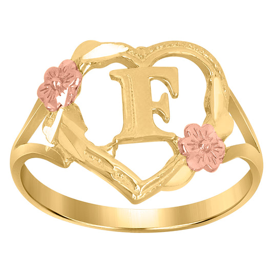 10Kt Gold Initial Letter Ring "F"