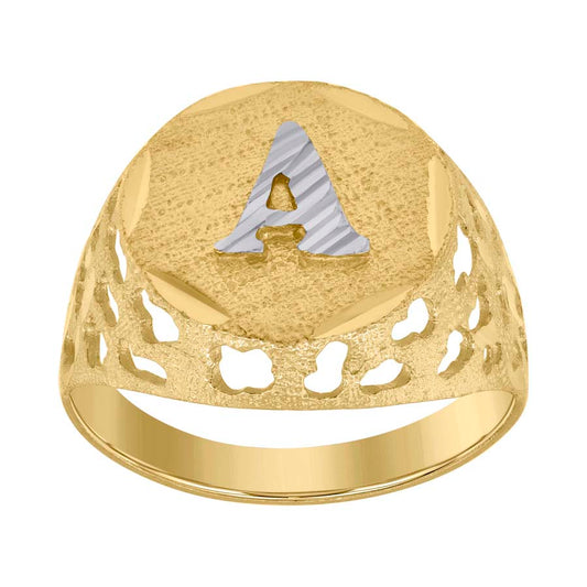 10Kt Gold Initial "A" Letter Ring