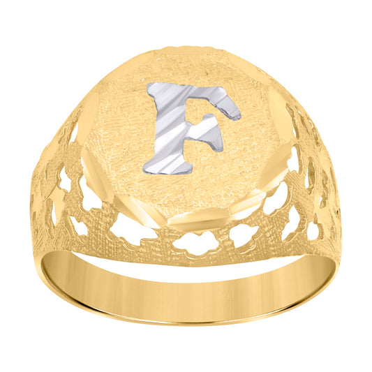 10Kt Gold Initial "F" Letter Ring