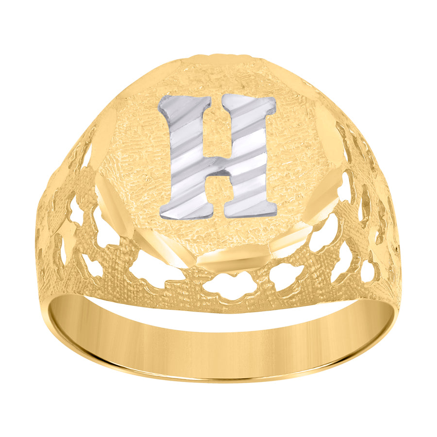 10Kt Gold Initial "H" Letter Ring