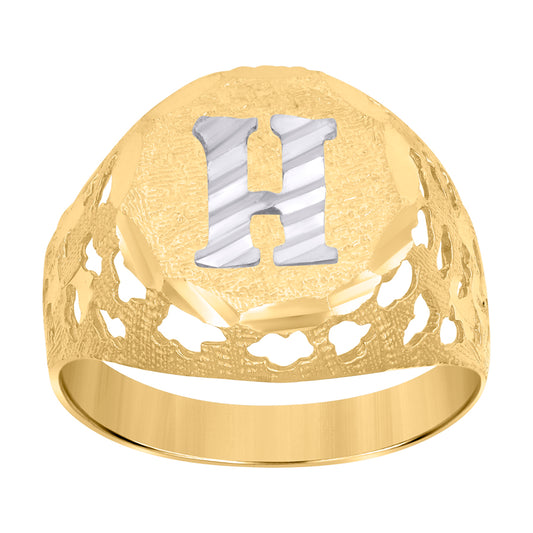 10Kt Gold Initial "H" Letter Ring