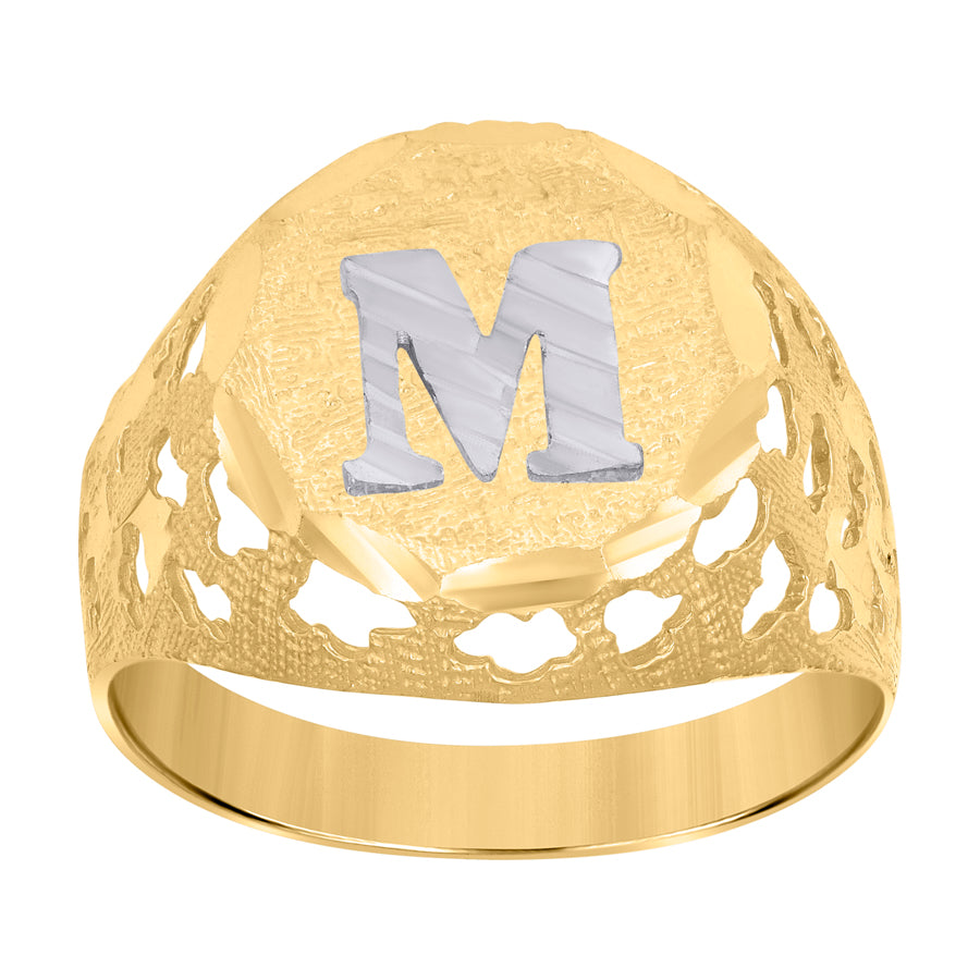 10Kt Gold Initial "M" Letter Ring