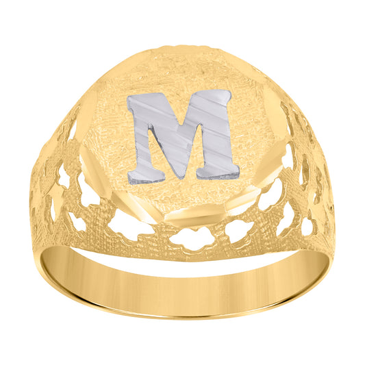 10Kt Gold Initial "M" Letter Ring