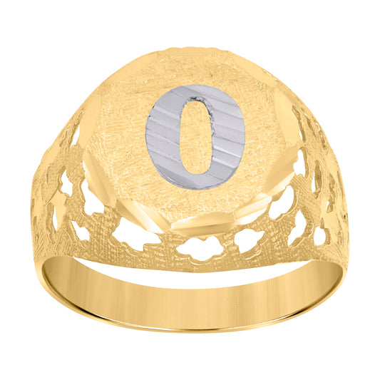 10Kt Gold Initial "O" Letter Ring