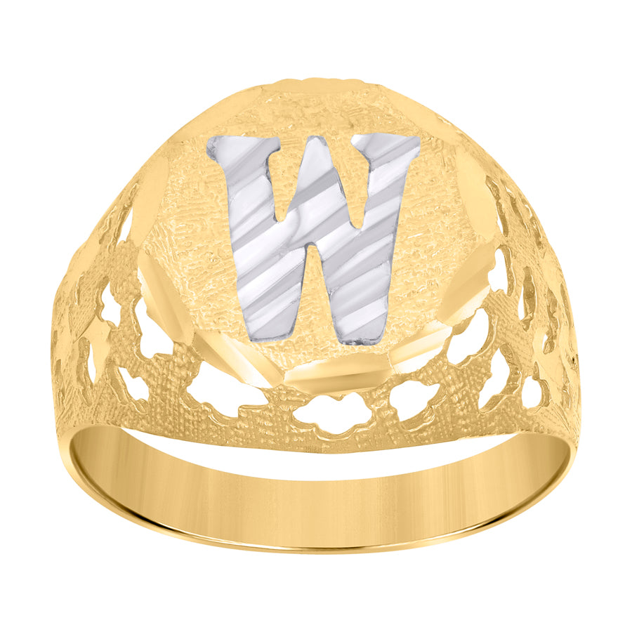 10Kt Gold Initial "W" Letter Ring
