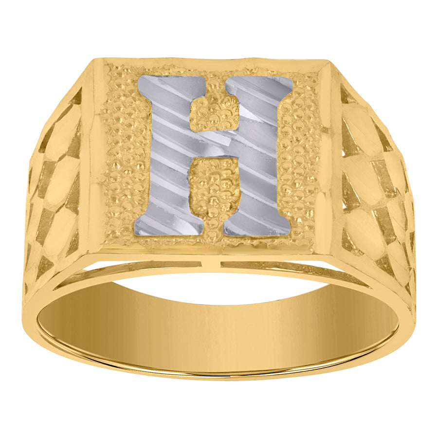 10Kt Gold Initial "H" Letter Ring