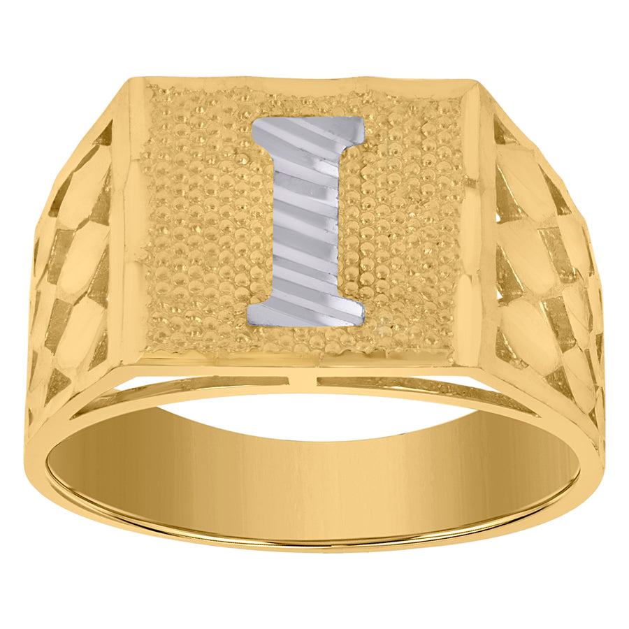 10Kt Gold Initial "I" Letter Ring