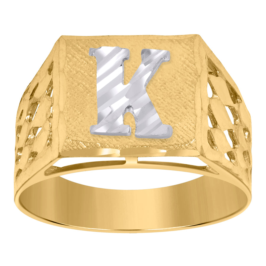 10Kt Gold Initial "K" Letter Ring