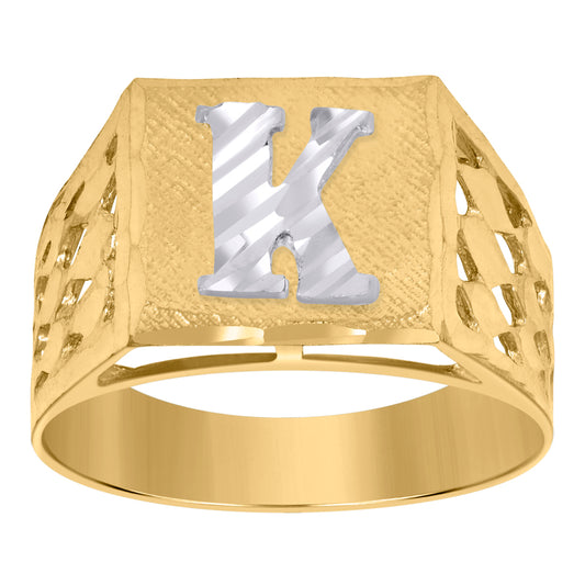 10Kt Gold Initial "K" Letter Ring