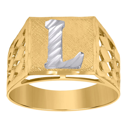 10Kt Gold Initial "L" Letter Ring