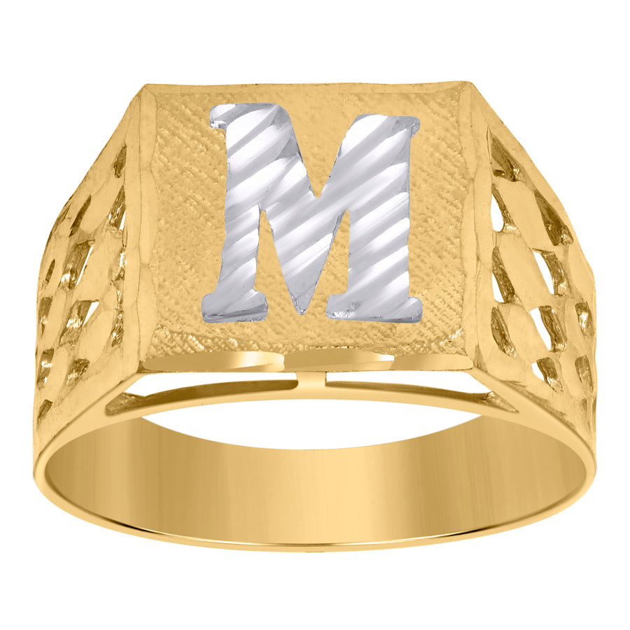 10Kt Gold Initial "M" Letter Ring