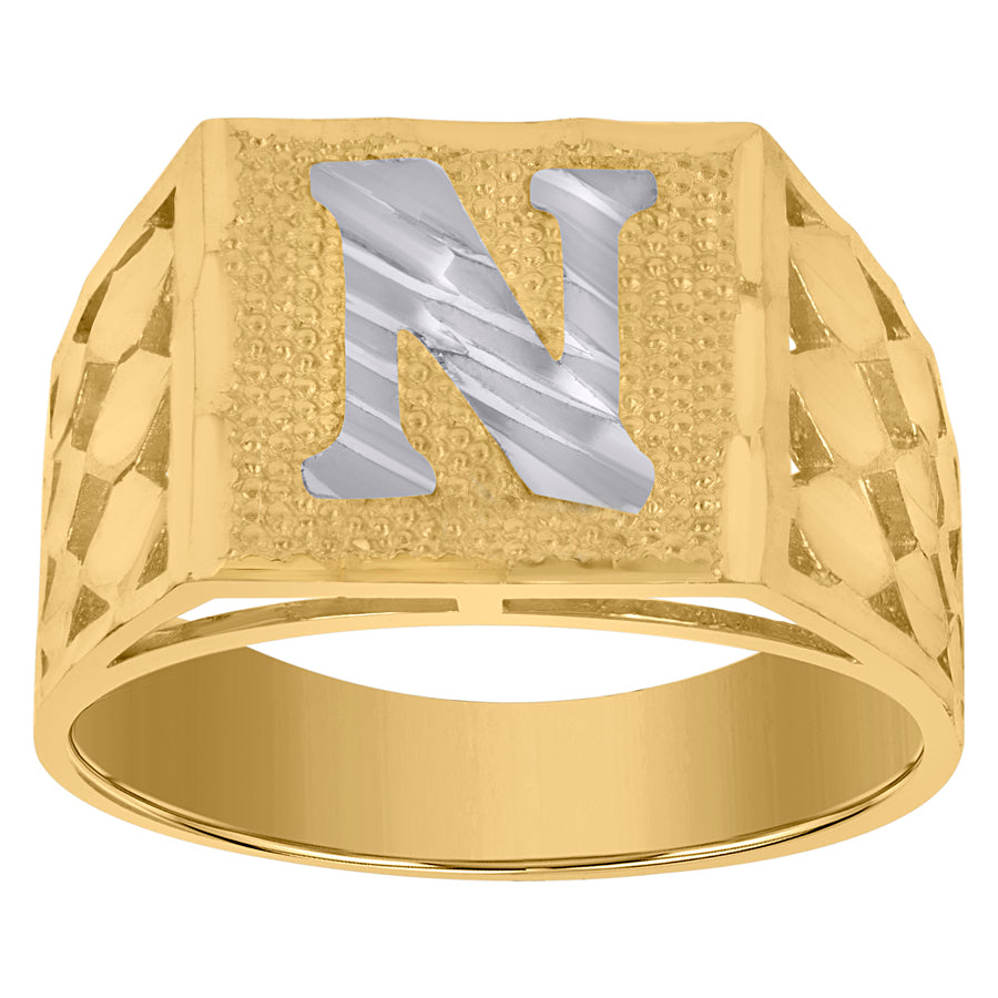 10Kt Gold Initial "N" Letter Ring