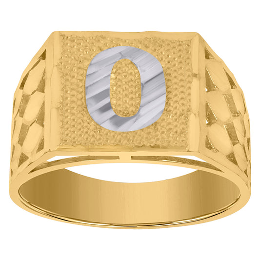10Kt Gold Initial "O" Letter Ring
