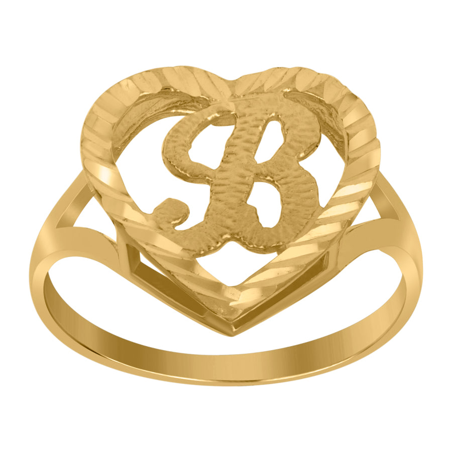 10Kt Gold Initial Letter "B" Ring