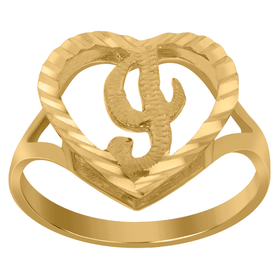 10Kt Gold Initial Letter "I" Ring