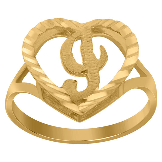 10Kt Gold Initial Letter "I" Ring