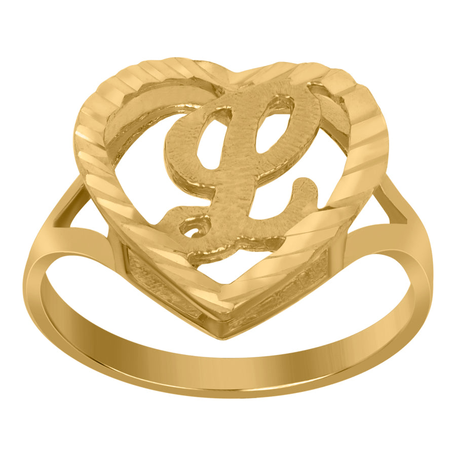 10Kt Gold Initial Letter "L" Ring