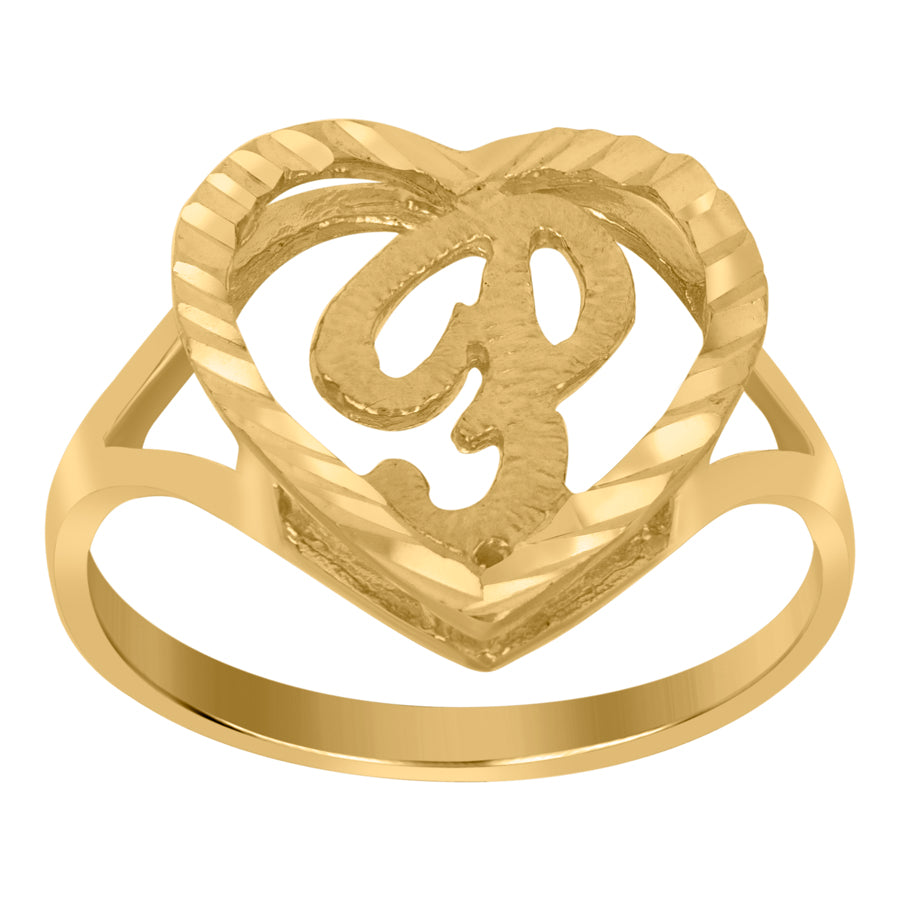10Kt Gold Initial Letter "P" Ring