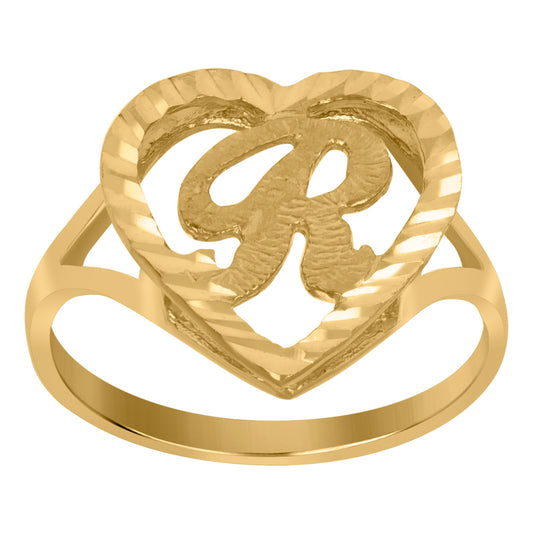 10Kt Gold Initial Letter "R" Ring