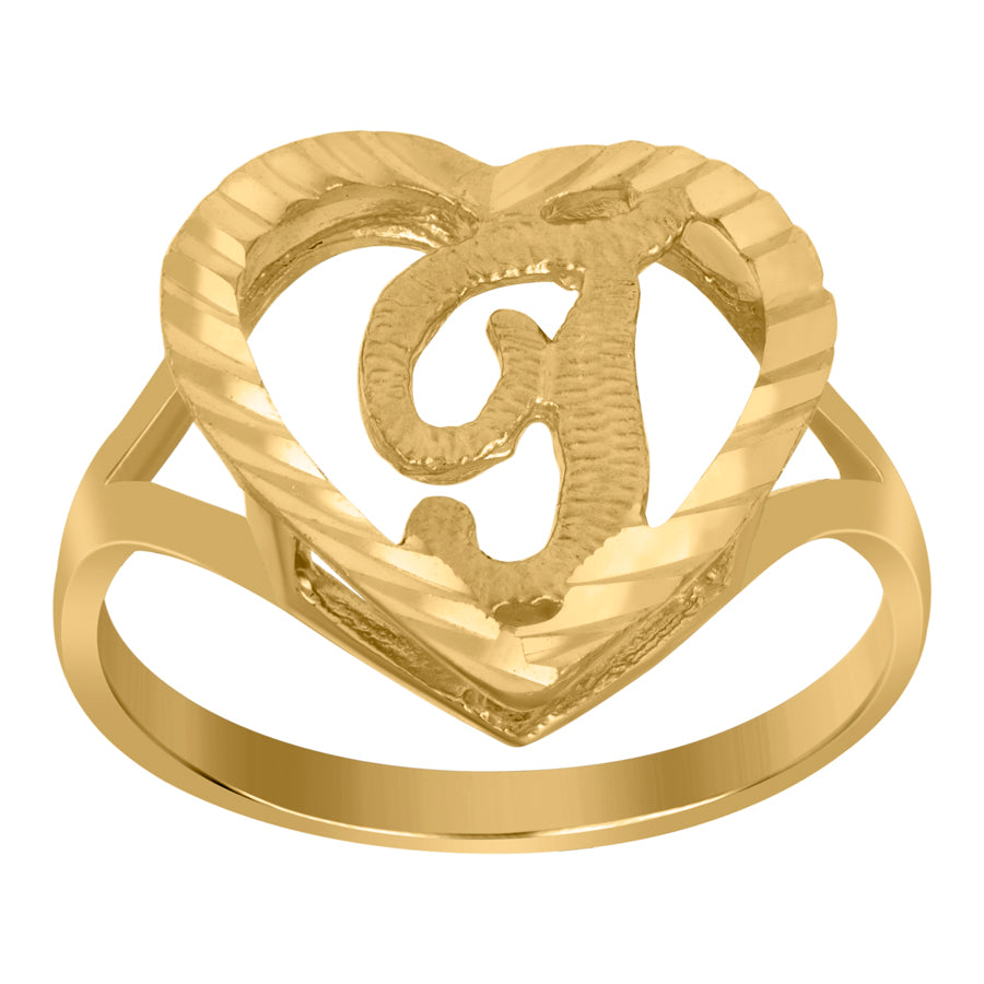 10Kt Gold Initial Letter "T" Ring