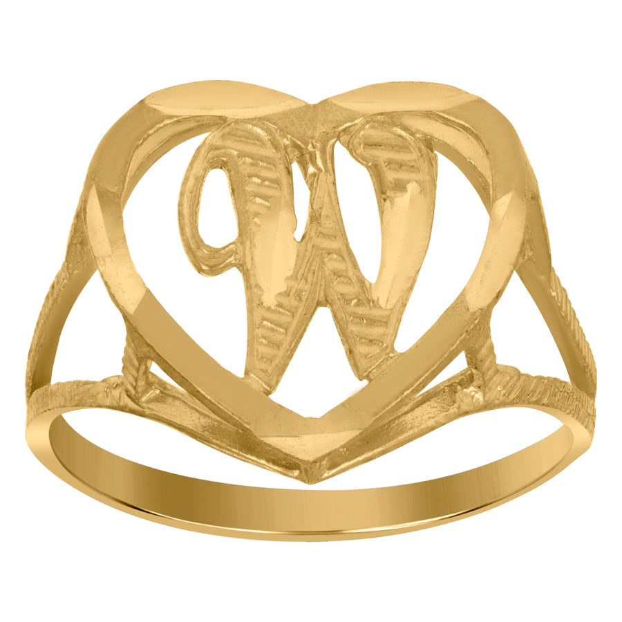 10Kt Gold Initial Letter "W" Ring