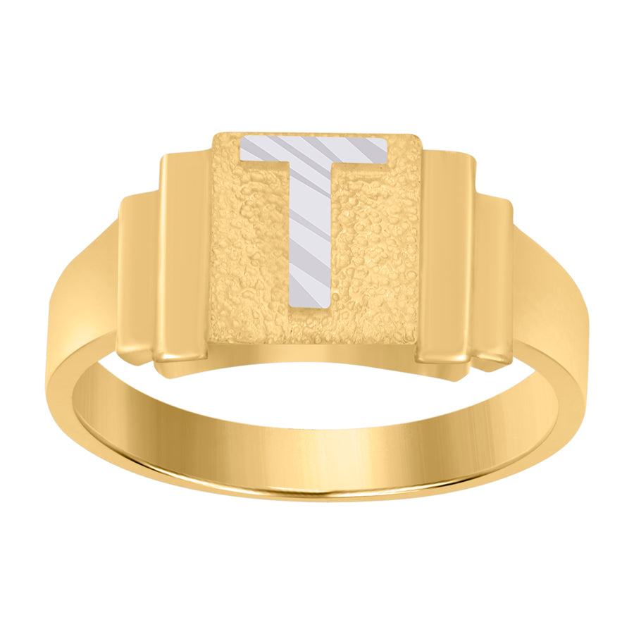 10Kt Gold Initial Letter Ring "T"