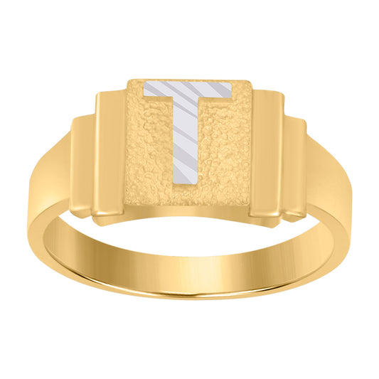 10Kt Gold Initial Letter Ring "T"