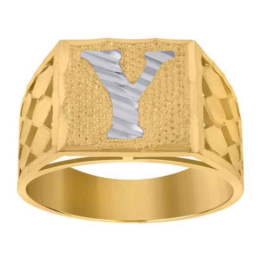 10Kt Gold Initial "Y" Letter Ring