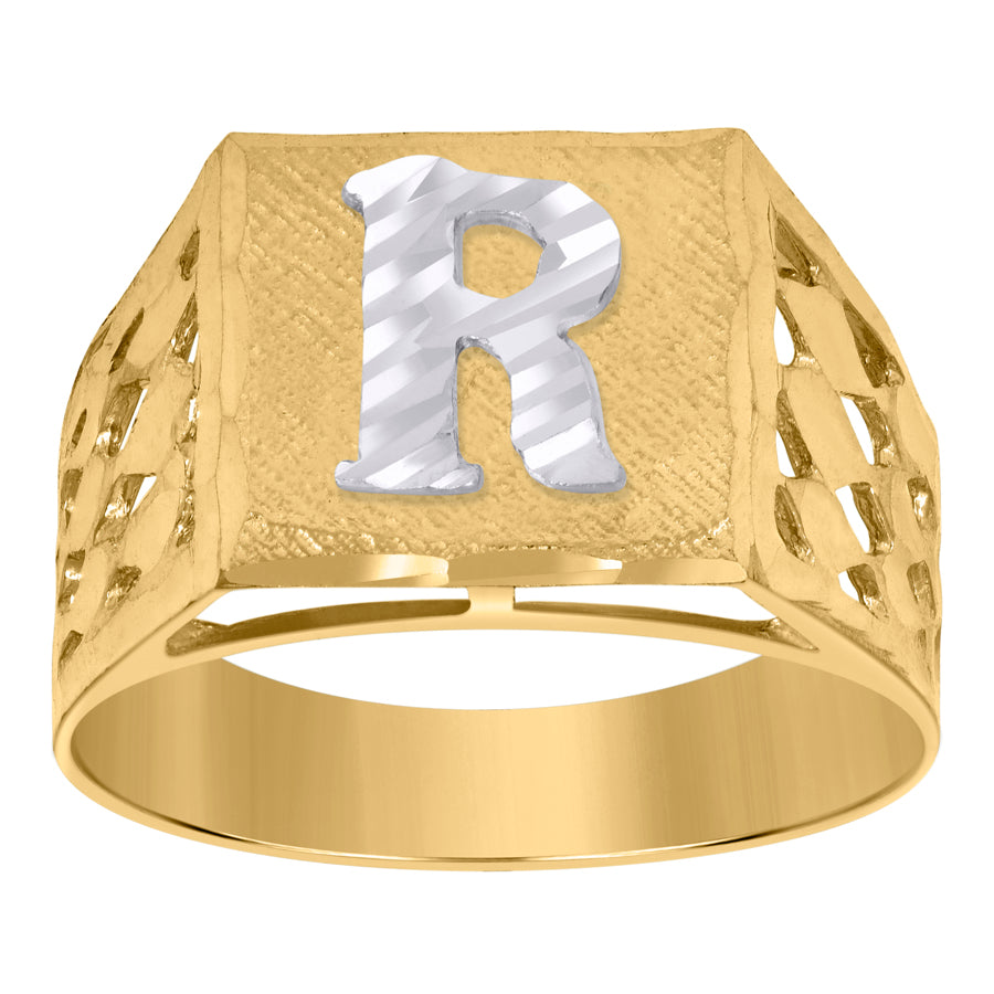 10Kt Gold Initial "R" Letter Ring