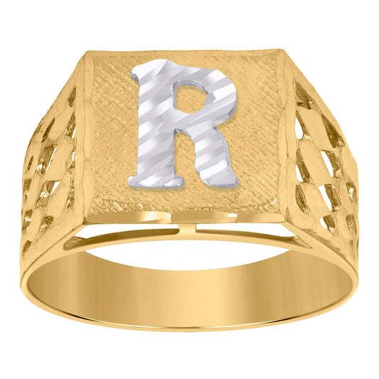 10Kt Gold Initial "R" Letter Ring