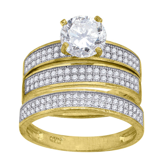 10Kt Cz Trio Ring