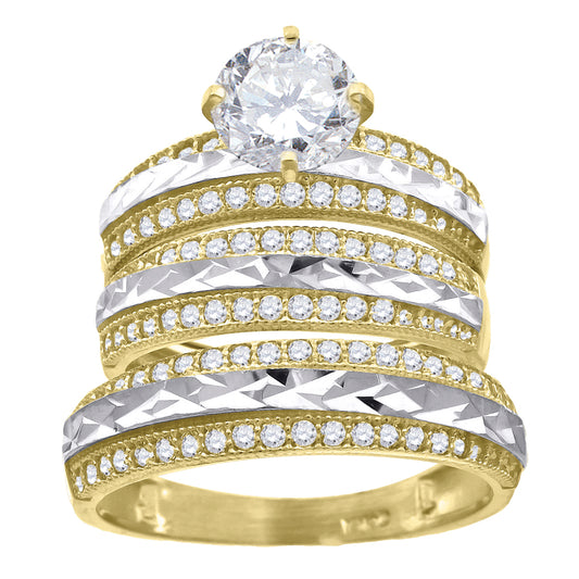 10Kt Gold Cz Trio Ring