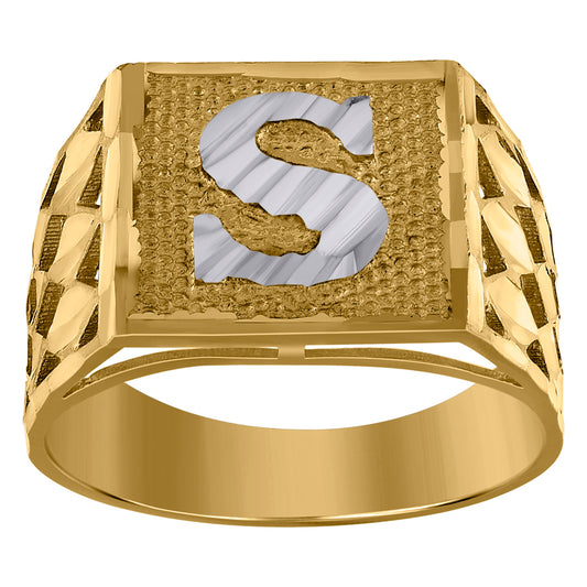 10Kt Gold Initial "S" Letter Ring
