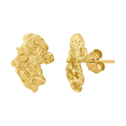 10Kt Gold Nugget Earring