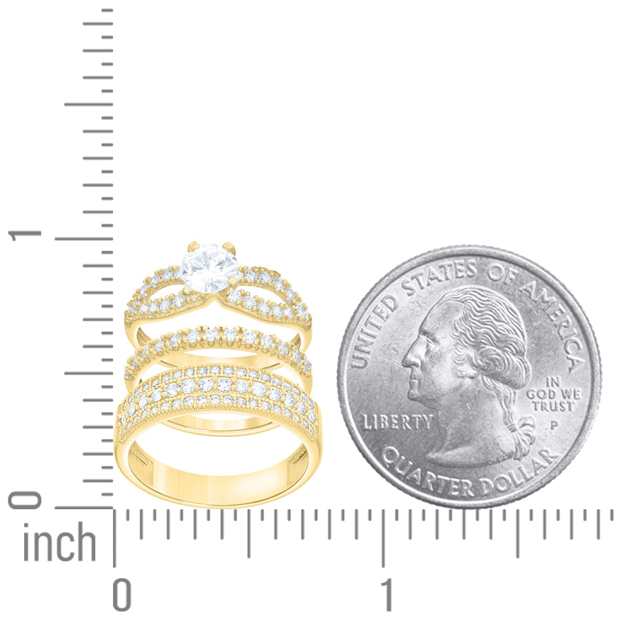 10Kt Gold Cz Trio Ring
