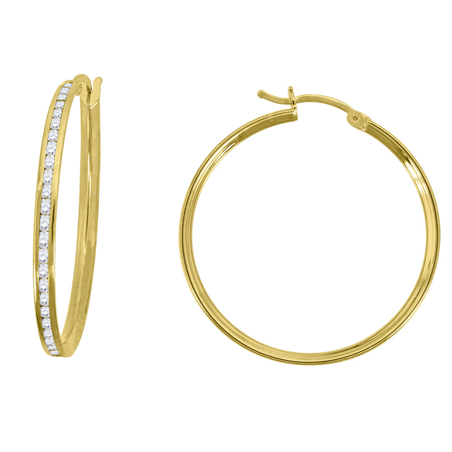 10Kt Gold Cz Hoop Earrings