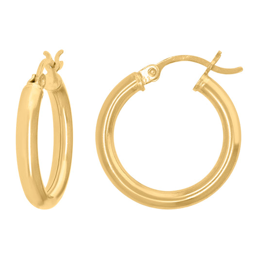 10Kt Gold 3mm Plain Hoop Earrings
