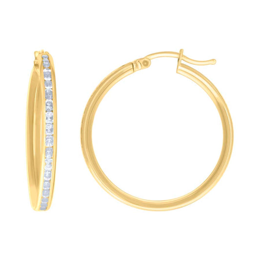 10Kt Gold Cz Hoop Earrings